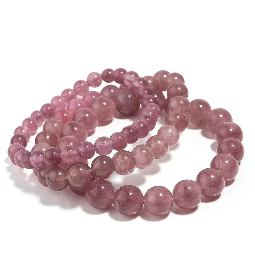 OAIITE Strawberry Crystal Quartz Bracelet Natural Stone Bead Bracelet Women Yoga Meditation Jewelry Beautiful Bracelet Gift