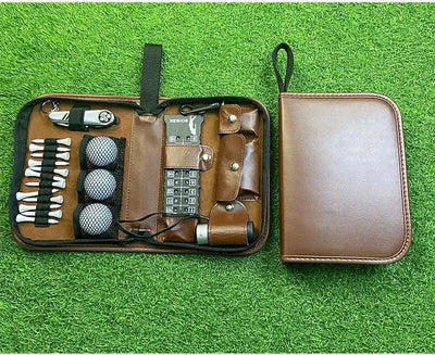 Golf tool kit, golf accessory kit, convenient to carry, multifunctional, large capacity storage leather bag