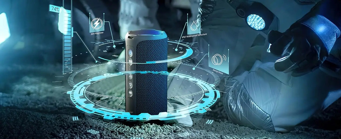 Bluetooth Speaker Wireless,IP67 Waterproof Portable Speaker with Lights,40W Loud Stereo Sound, TWS Pairing, BT5.3, Camping/Home