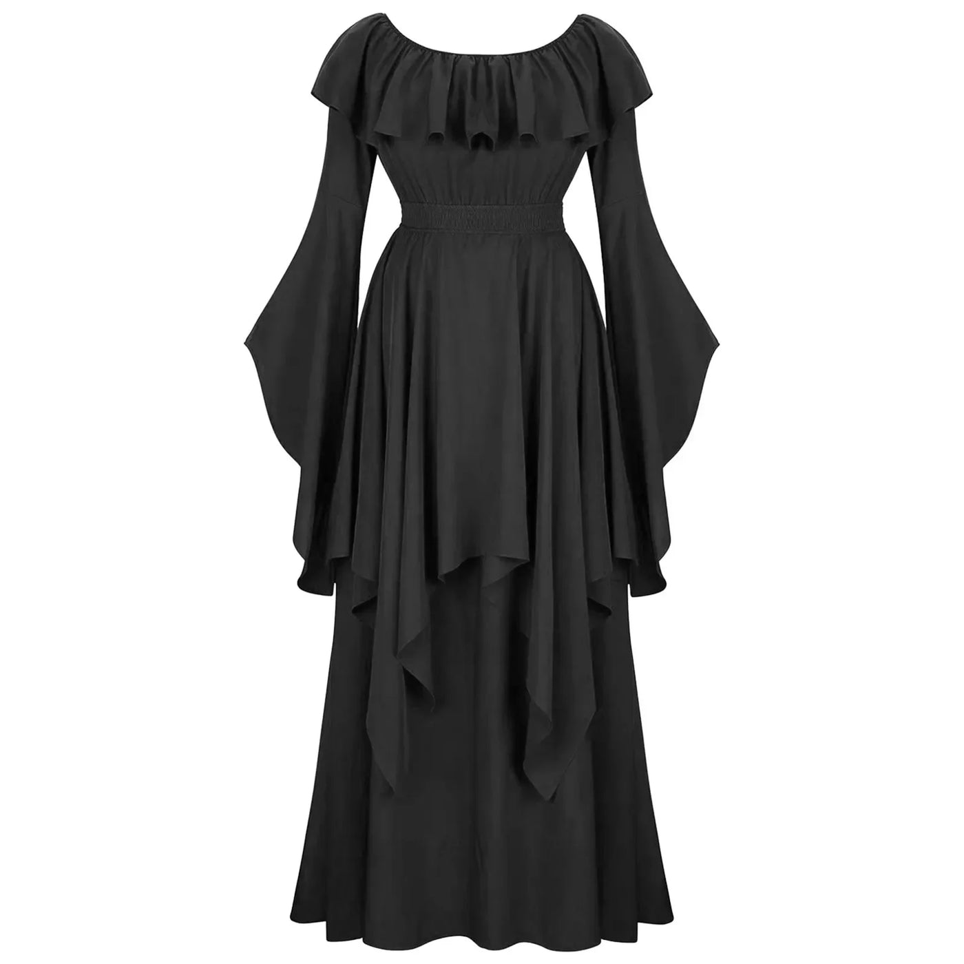 Renaissance Dress For Women Long Sleeves Medieval Off Shoulder Elastic High Waist Smocked Dress Elegant Evening Gown Plus Size