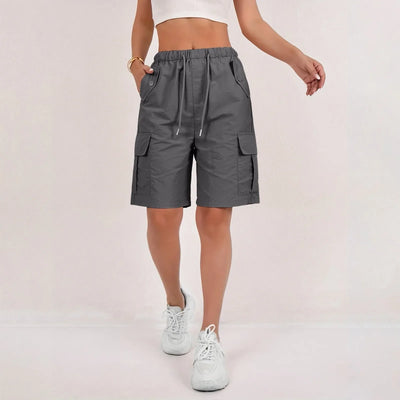 Women Summer Cargo Shorts Solid Casual Pockets Beach Short Pants Harajuku Chic Short Pants All Match Streetwear Bottoms 2025