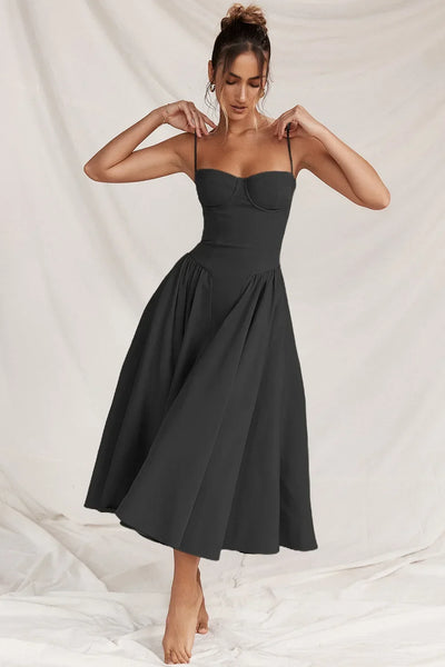 Summer Long Dresses for Women French Retro Spaghetti Straps Dress Corset Slim Sexy Elegant Classy Flower Print  Backless Dresses