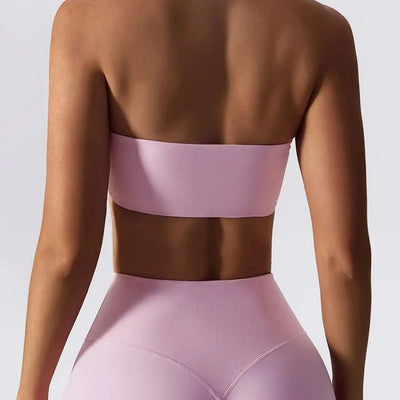 Women Strapless Bra Padded Top Stretchy Fitness Yoga Tops