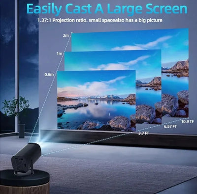 Mini Portable Projector Home Cinema 1080p HD 4k Android 11 Projector with WiFi 6 and Bluetooth Smart Pocket Outdoor