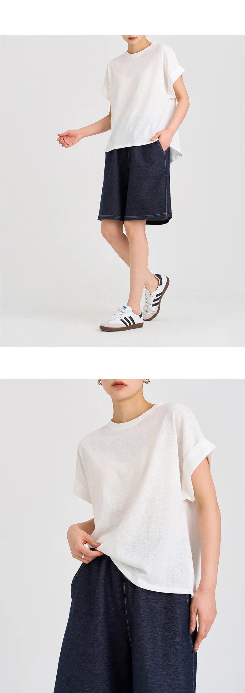 Women T Shirt Short Sleeve Cotton Linen Tops Crew Neck Oversize Dolman Plain Tees Spring Summer