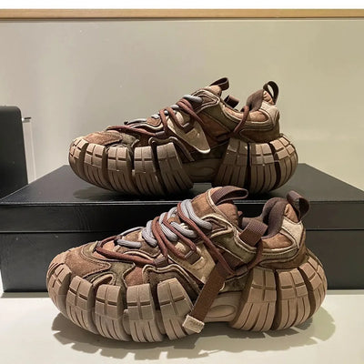 Chunky Sneakers for Women Fashion Platform White Leather Casual Dad Shoes Comfortable Wedge Walking Sport Sneakers