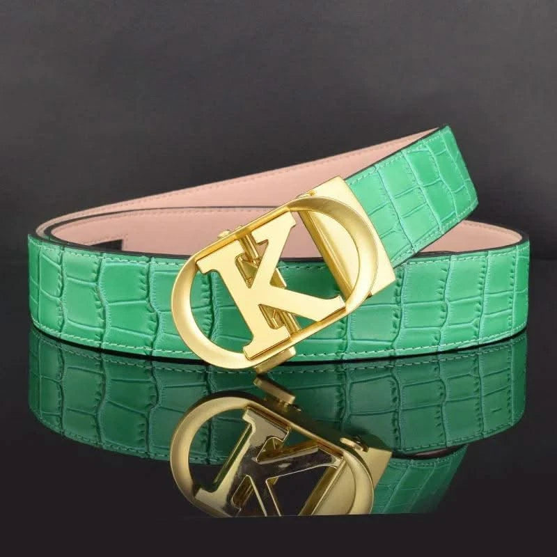 Men Fashion K Letter High quality Genuine Leather  Designer Belts | Male Waist Strap