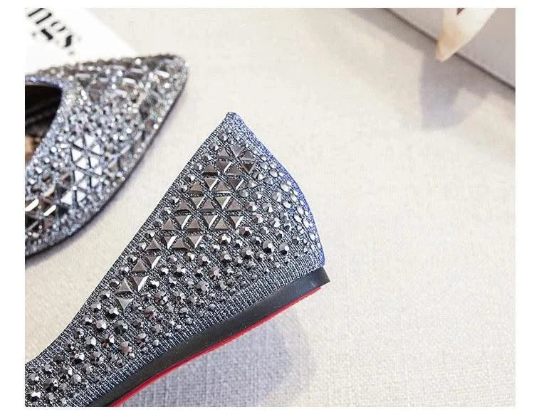 Women's Ballet Rhinestones Flats Female Plus Size 43 Slip on Boat Shoes Chaussure