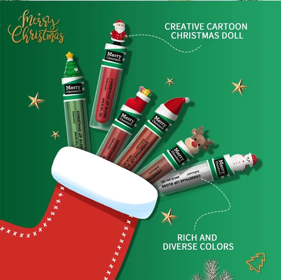 Christmas Colorful  Long-Lasting Water Resistant Lipsticks Lip Gloss Set Woman Makeups