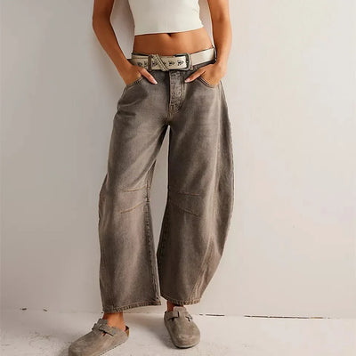 Hirigin Wide Leg Baggy Jeans Women Casual Loose Mid Waist Denim Pants 90s Boyfriend Denim Bloomers Girlfriend Barrel Jeans