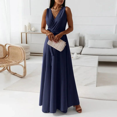 Women's Elegant Solid long dresses Casual Sleeveless High Waist Sexy Evening Formal dresses Fit And Flare Dresses For Women
