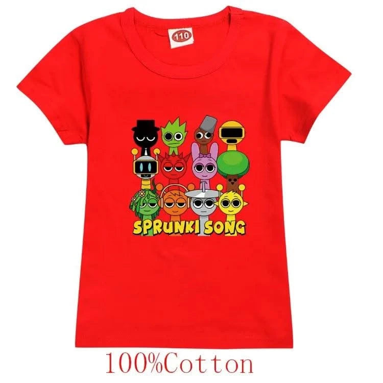Camisas Sprunki Incredibox Figuras Kids Game Sprunky Tshirt Boys Short Sleeve Tops Girls Cartoon Clothes Children Summer Clothes