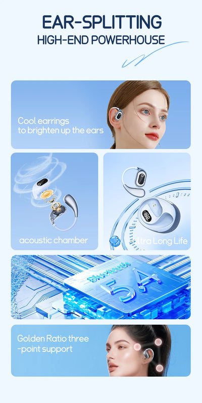 Wireless Earbuds, New 50H Bluetooth 5.4 Headphones Sport, HiFi Stereo Sound Wireless Earphones with Earhooks, IP7 Waterproof Ear