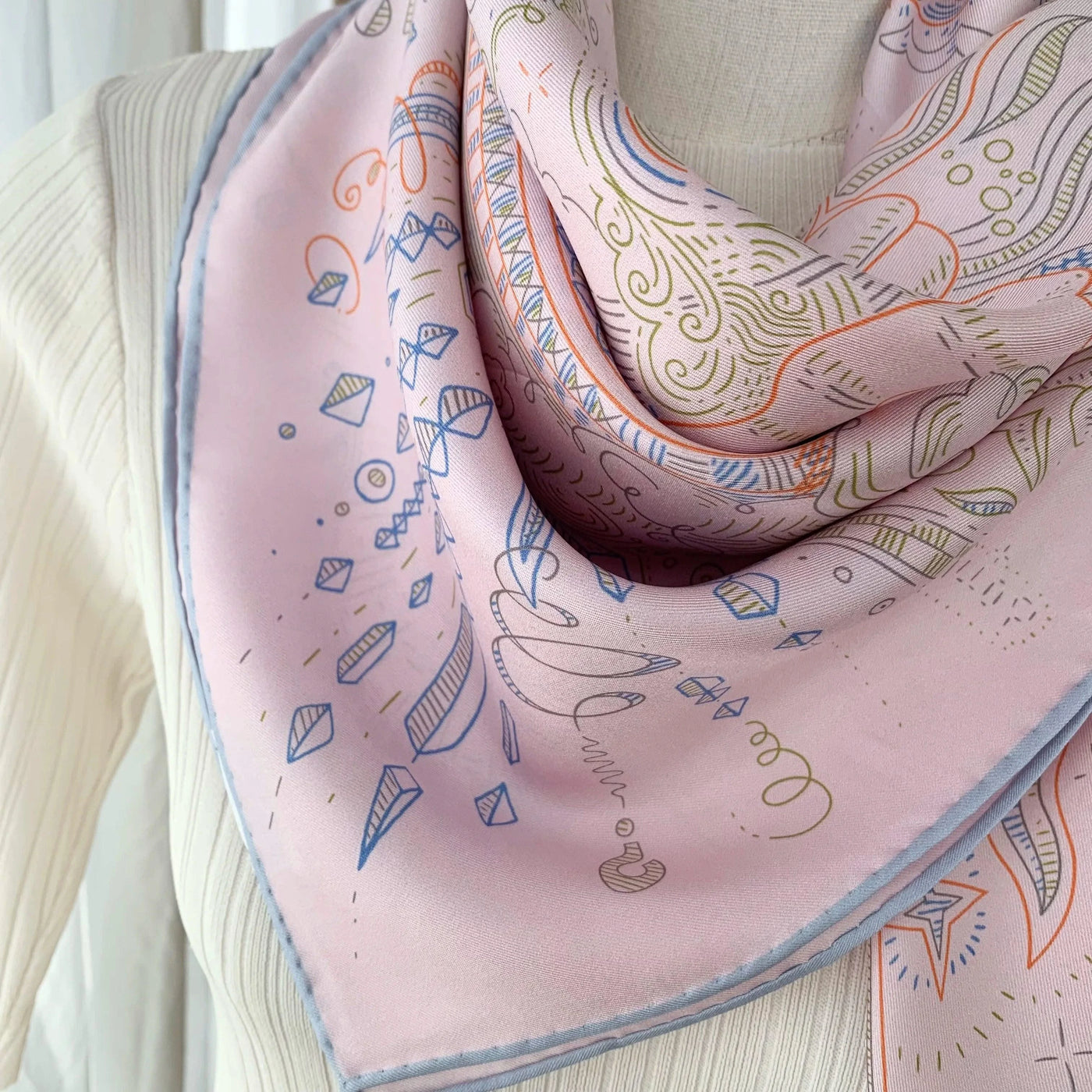 100% Real Silk Scarf Shawl Large Head Scarves Hijab for Hair Wrapping 90cm