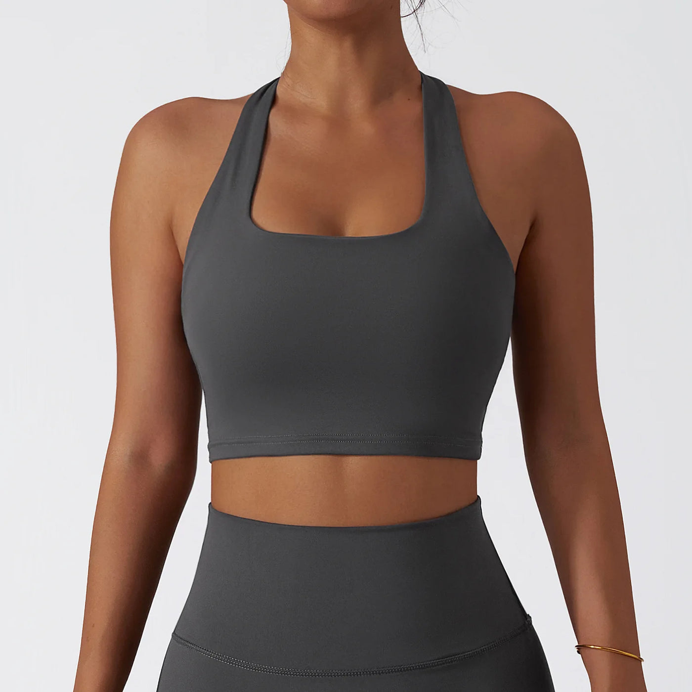 Women Breathable Sports Bra Absorb Sweat Shockproof Padded Gym Bta Running Fitness Bra Yoga Sports Bras Hanging Neck Underwear
