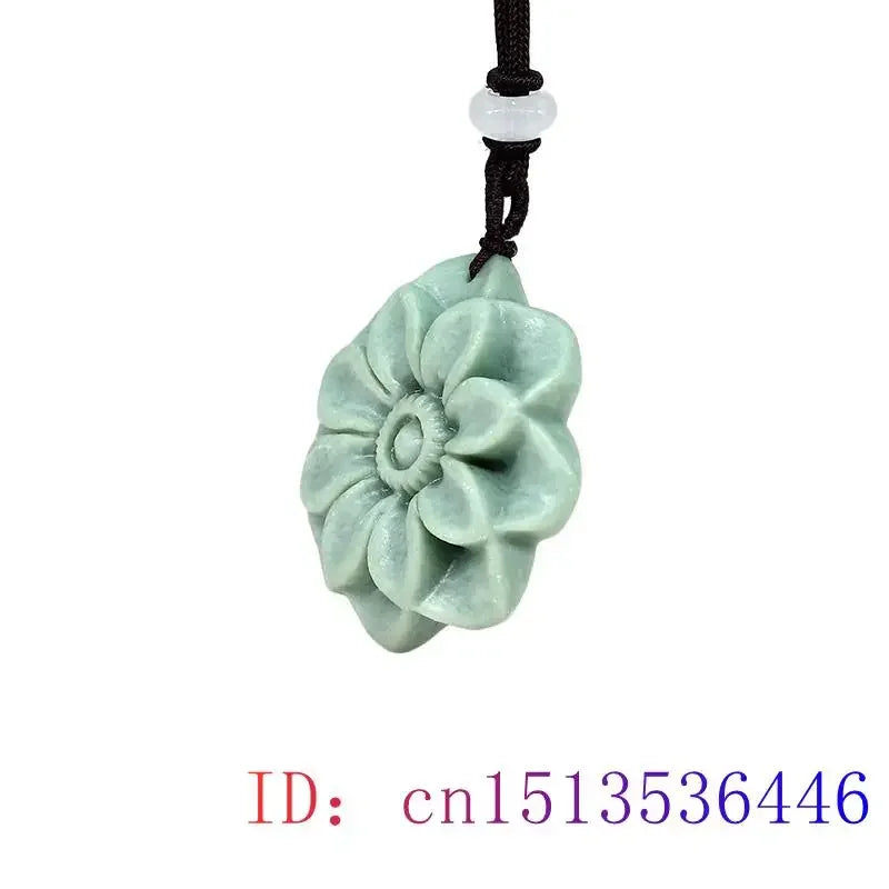 Jade Flower Pendant Designer Men Gemstones Necklace Stone Gift Natural Jewelry Luxury Chinese Talismans Accessories Green