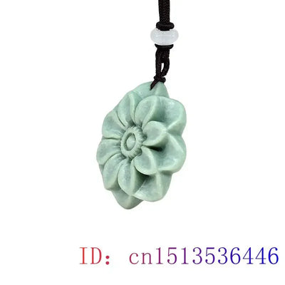 Jade Flower Pendant Designer Men Gemstones Necklace Stone Gift Natural Jewelry Luxury Chinese Talismans Accessories Green