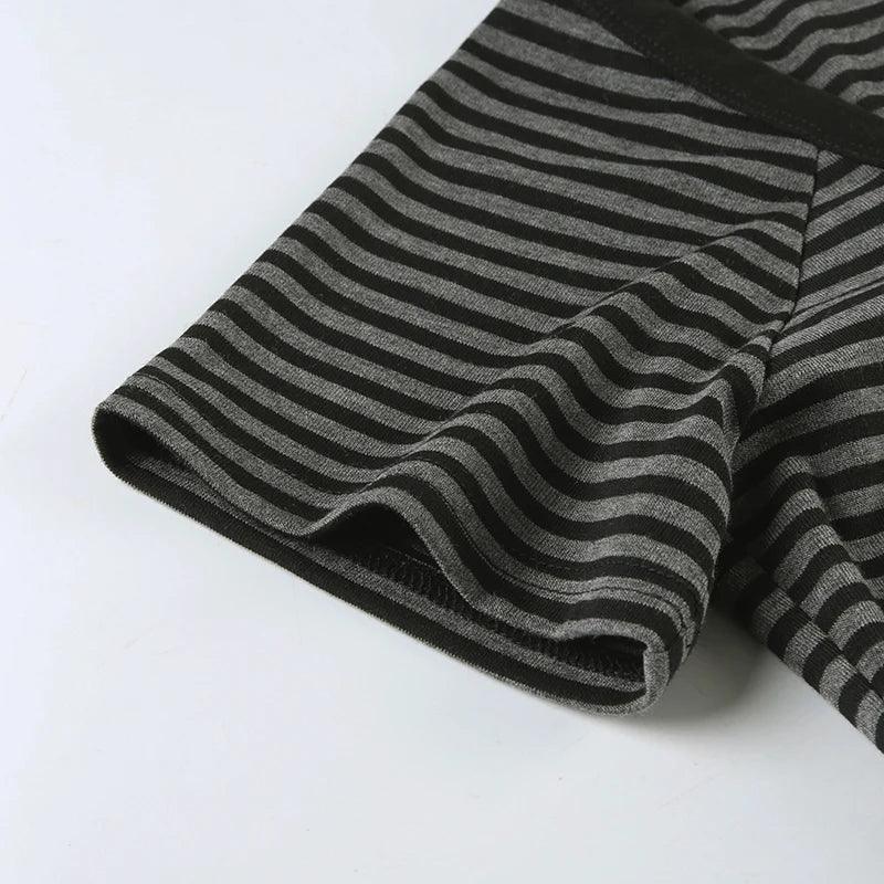 Korean Style Stripe Patchwork Women T-Shirts Short Sleeves Slim Fit Simple Causal Office Lady Clothing
