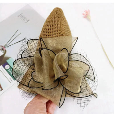 Summer Women Organza flower mesh sunshade hat
