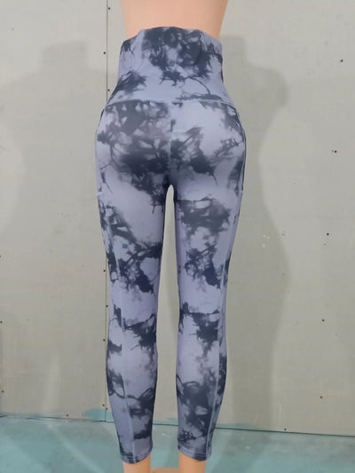 Women's Pants 2022 Autumn Fashion Tie Dye Print Tummy Control Butt Lifting Pocket Design Casual Skinny Daily Long Yoga Pants