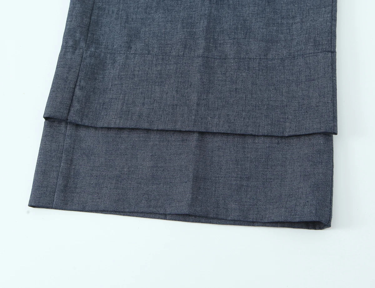 Women's clothing 2025 summer new product fashionable and versatile linen buttons high waist wide-leg casual trousers