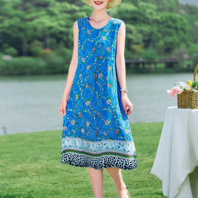 New 2024 Women Summer dresses print  Women  sleeveless Boho Beach Dress Vintage  Dresses  Sundress Beach Dress Tunic  Vestidos