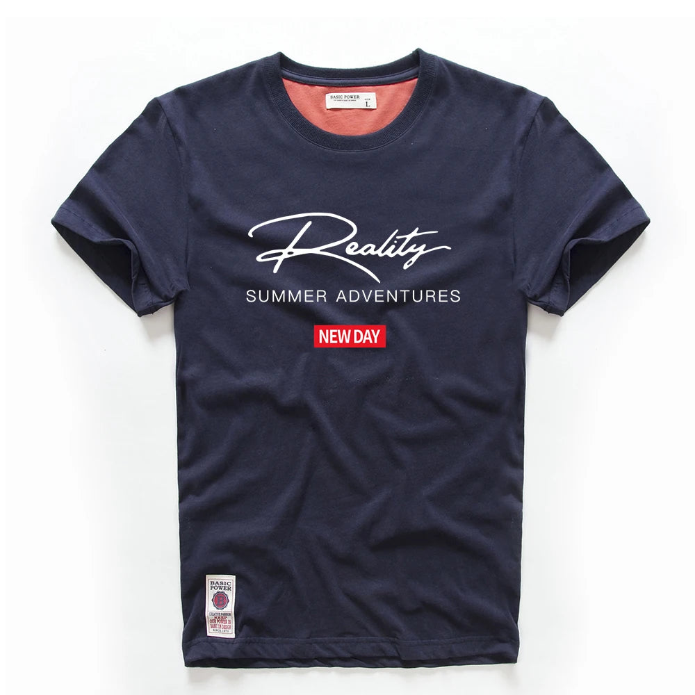 Men's T-shirt Cotton White Blue T Shirt Men Autumn Summer Causal O-neck Basic Tshirt Male High Quality Classical Tops Designer