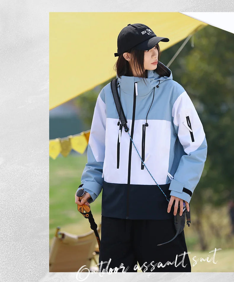 Outdoor Men Women Hiking Windbreaker Jacket Spring Autumn Breathable Waterproof Trekking Climbing Mountain Clothing