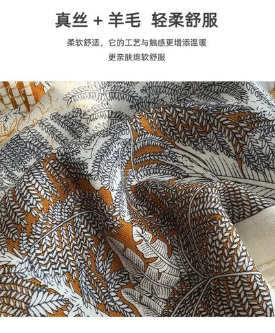 women's autumn and winter silk and wool dual purpose high-end scarves  large