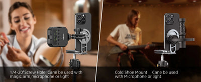 Magnetic Phone Holder Magsafe Tripod with Arca-Swiss Cold Shoe for Phone Vlog Foldable Desktop Phone Mount for Travel