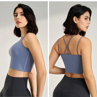 Women's sexy yoga undershirt Outdoor beautiful back training clothes Fashion sling bra Sports underwear With Coasters