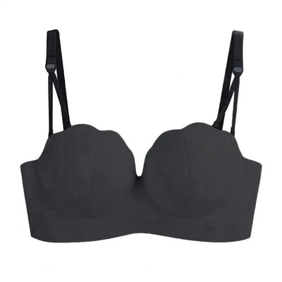 Women Wireless Bra Sculpting Cup Bra Strapless Push Up Bra with Anti-slip Strip Detachable Straps for Women No Steel Ring Solid