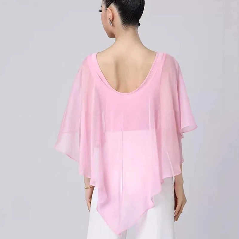 Pink Latin Dance Tops Women Ballroom Blouse