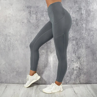 Women Yoga Running Exercise Workout Pants Side Phone Pocket Sports Yoga Pants Leggings Fitness