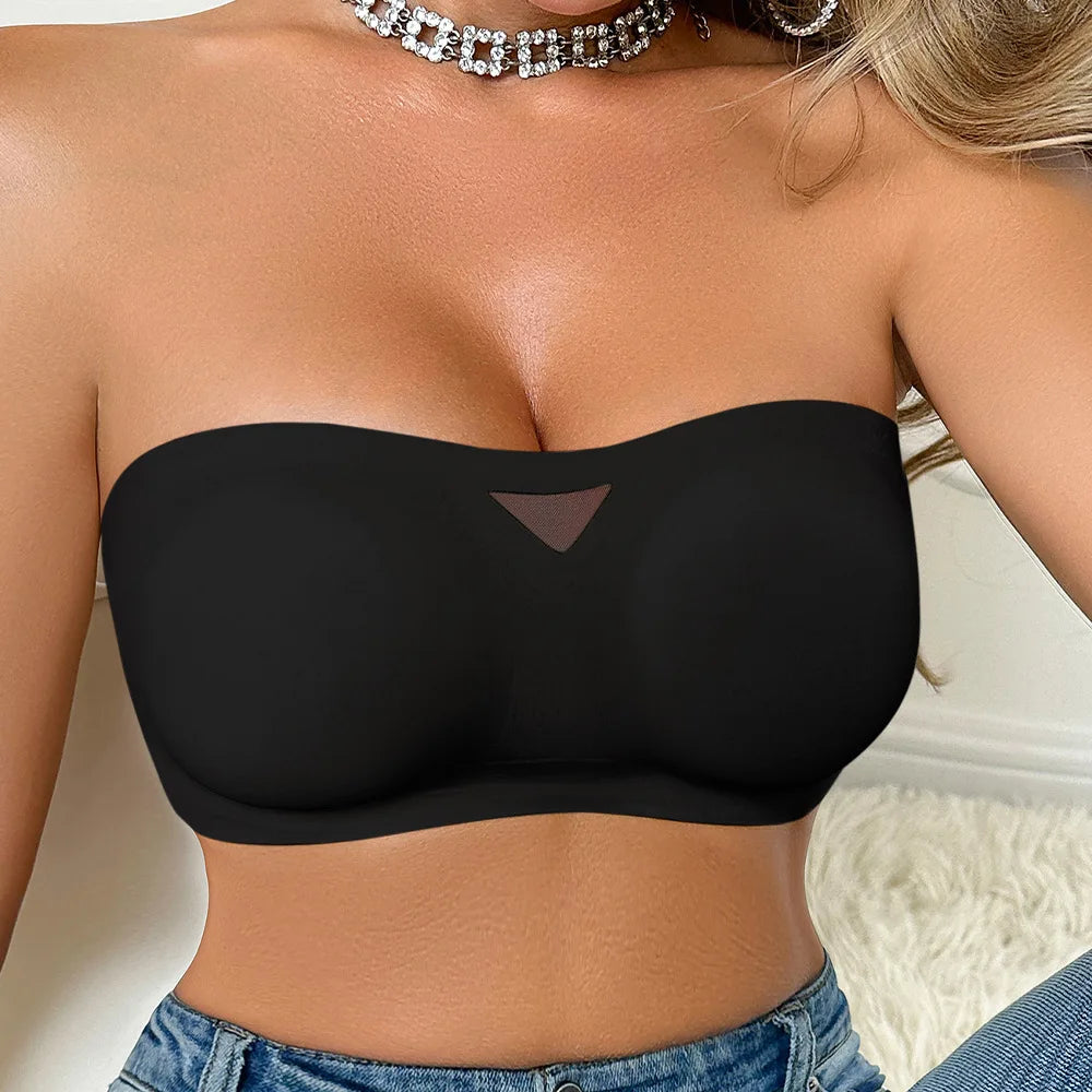 Women Sexy Bra Breathable Seamless Bralette - See-Through Detachable Straps, Push-Up, Comfortable, Non-Slip, Lightweight
