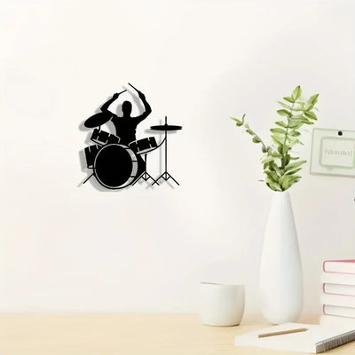1pc wrought iron wall decoration for men playing drums, suitable for living room, bedroom, music room, suitable for music lovers