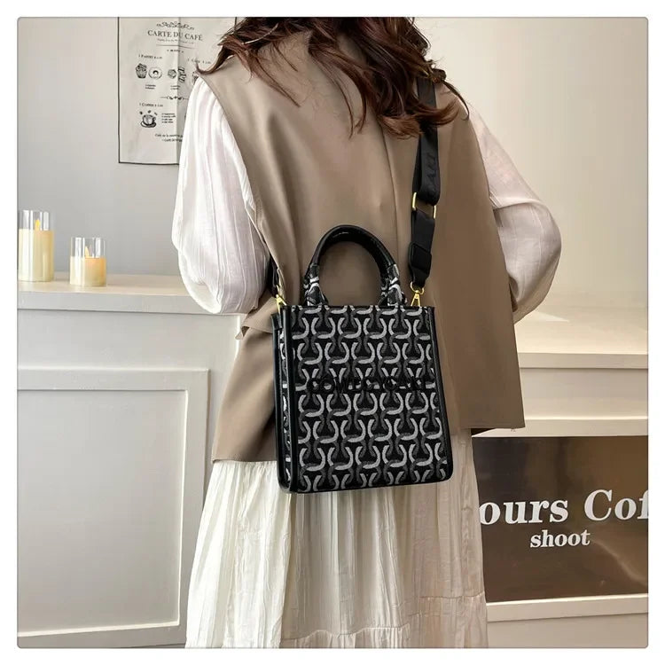 2025 Designer Sheet Music Bag for Women - Colorblock Crossbody Purse, Chic Shoulder & Handheld Tote with Adjustable Strap