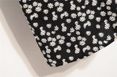 Women Mini Printed Floral Chiffon Shirring Pleated Short Puffy Sleeve Casual Dresses Summer Fashion