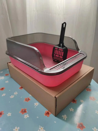 Cat Litter Box Set Large Fence Semi Enclosed Cat Litter Box Thickened Cat Toilet with Cat Litter Scoop Pet Supplies Cat Litter