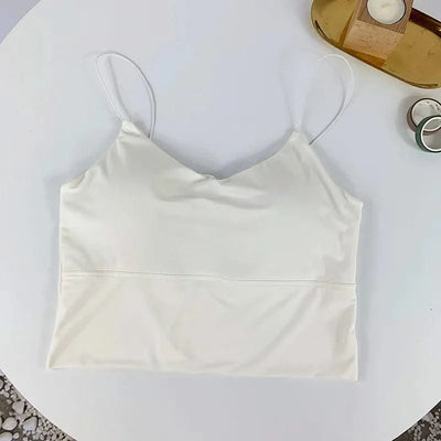 Women Crop Tops Ice Silk Summer Bra Sports Spaghetti Strap Top