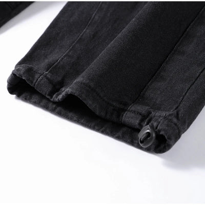 Denim Trousers For Men Adjustable Drawstring Y2k Versatile Baggy Cargo Jeans Men's Hippie Jogging Wide leg Pants Male Streetwear
