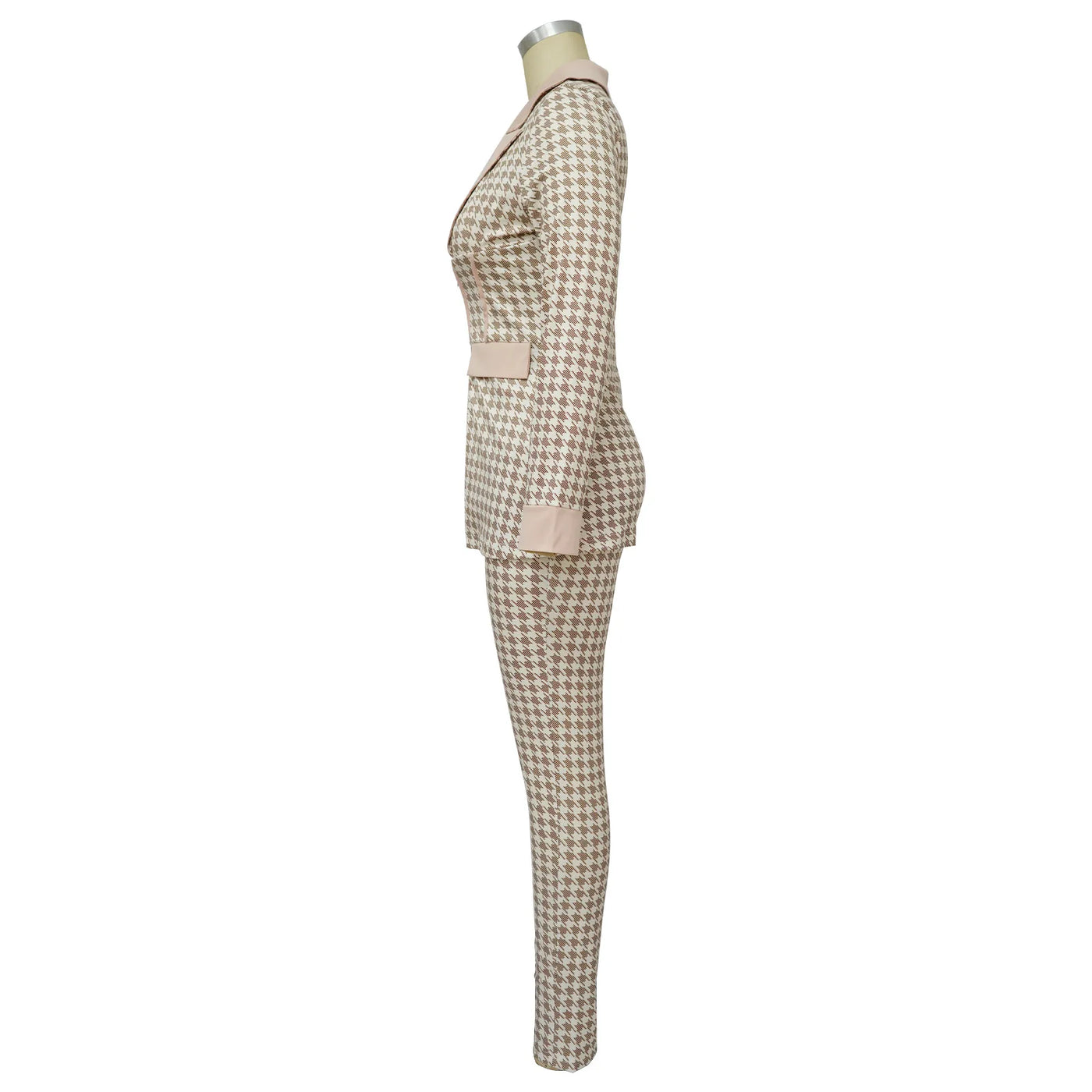 Women Two Piece Sets Outfits Elegant Tweed Slim Long Trousers Short Coat Tops Lady Clothes Formal Business Office Work Suits