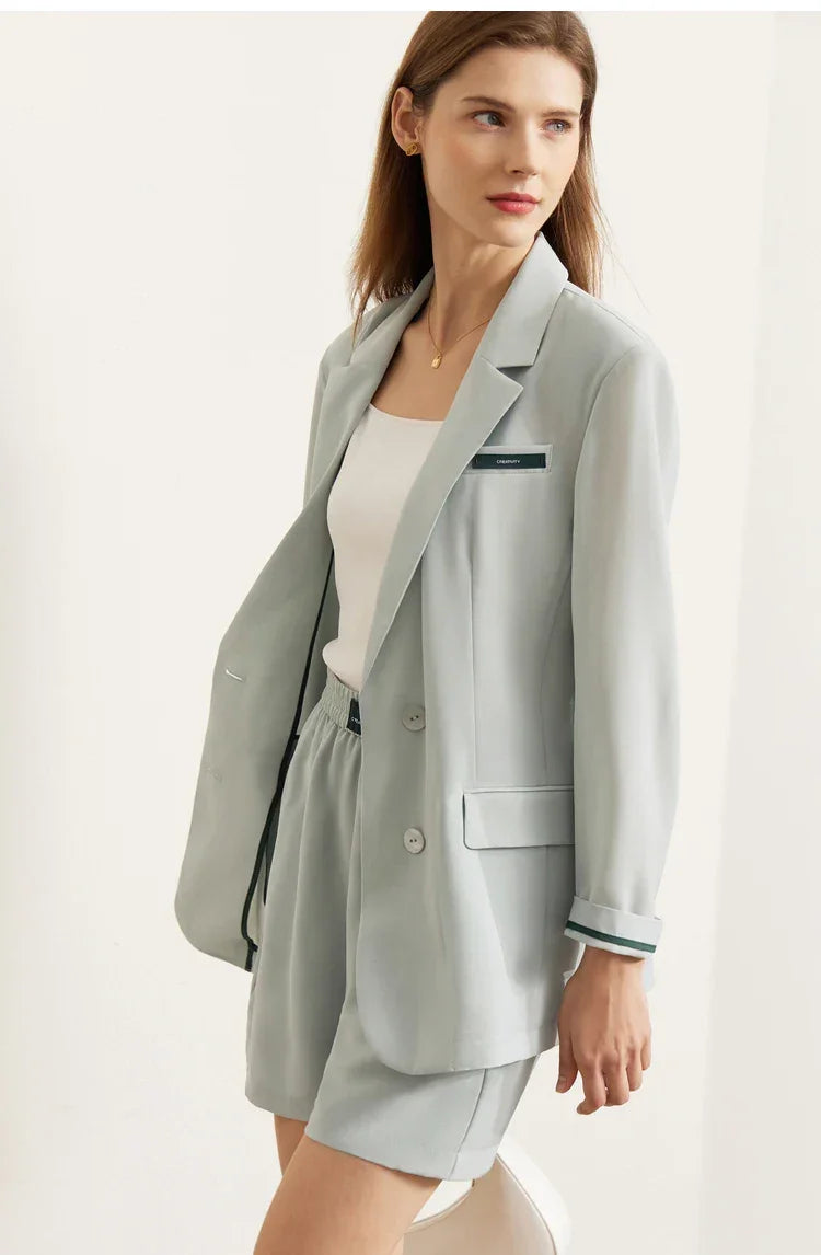 AMII Minimalism Women's blazer Fashion 2024 Summer Blazers Office Lady Two-piece Set Chic Female shorts Separately Sale 72311003