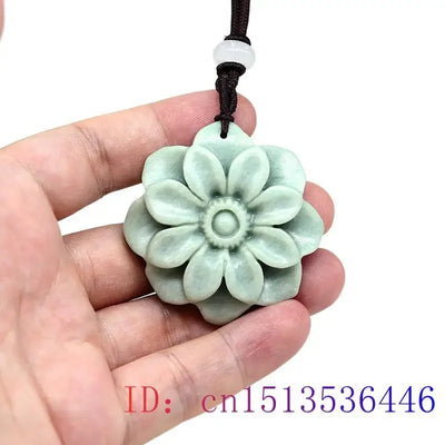 Jade Flower Pendant Designer Men Gemstones Necklace Stone Gift Natural Jewelry Luxury Chinese Talismans Accessories Green