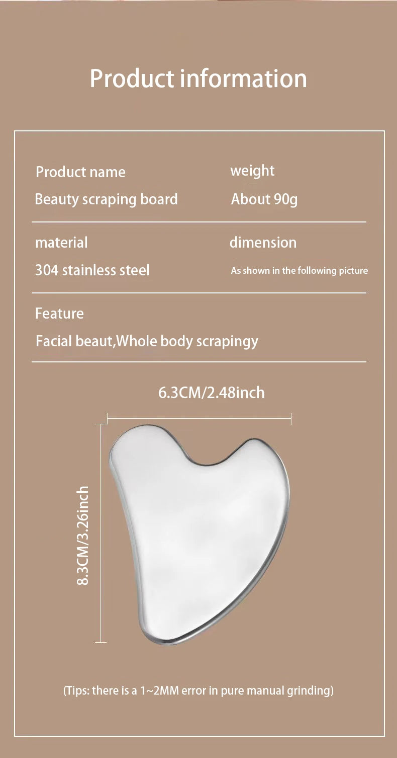 Facial Massage Scraper Stainless Steel Beauty Scraper Face Lift Law Full-Body Dolphin Heart Scraper Holster