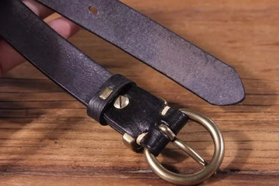Genuine Leather Brass Buckle Belt for Women | Jeans Casual Dress |  Ladies Designer Trendy Belts Waistband