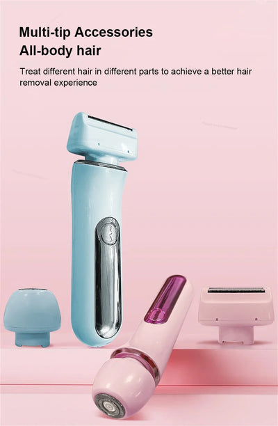 2 in 1 Electric Women Shaver For Bikini Body Leg Armpit Hair Trimmer Dual-Head Ladies Face Mustache Razor Painless Hair Remover
