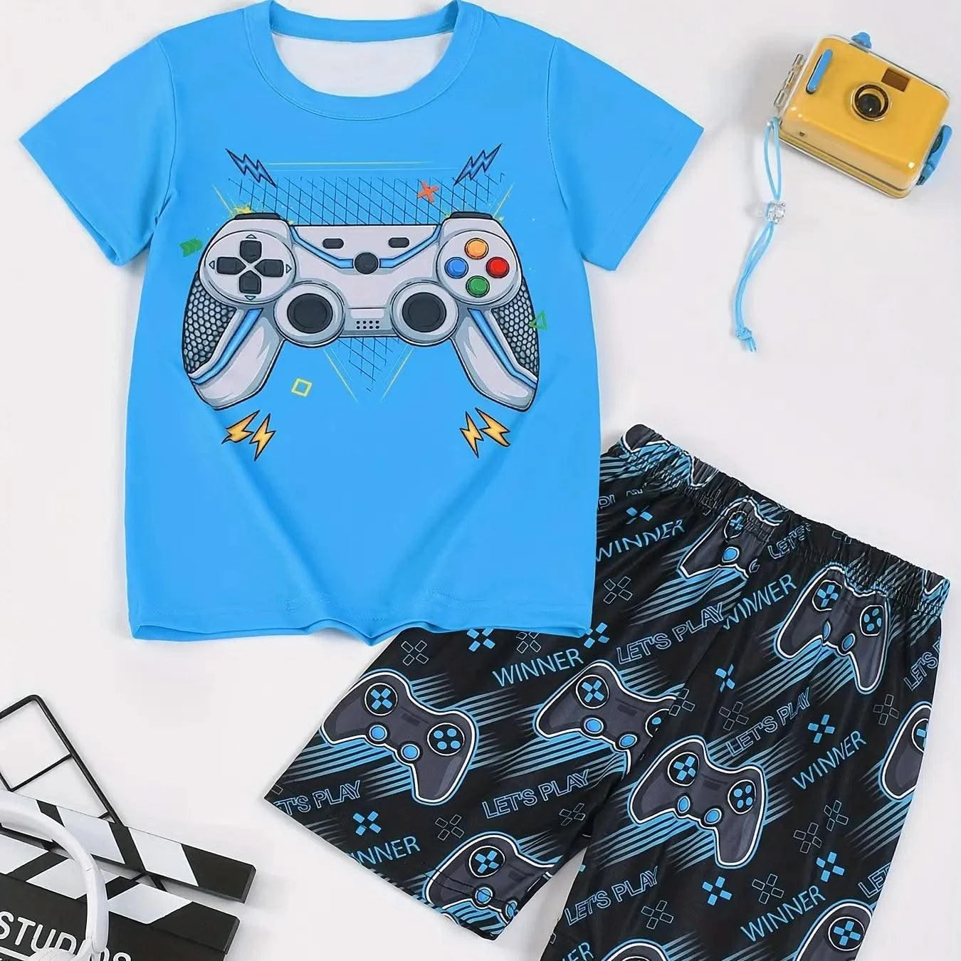 Children's Clothing Suit For Boy Short Sleeve Boy Child Shorts 3D Game Handle Fashion Children Summer Clothes Children's Sets