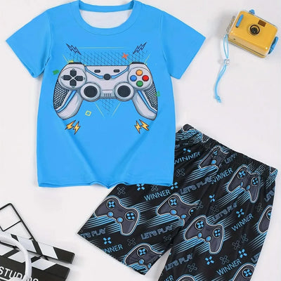 Children's Clothing Suit For Boy Short Sleeve Boy Child Shorts 3D Game Handle Fashion Children Summer Clothes Children's Sets