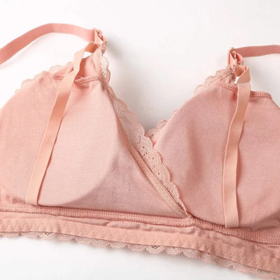 Lace Breastfeeding Maternity Nursing Bra For Pregnant Women Lightly Padded Wireless Adjustable Double Strap Lingerie S-2XL